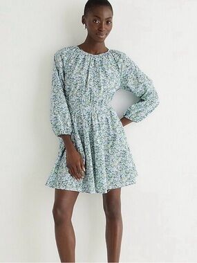 J.Crew Palermo Mini Dress Liberty Fabric Floral Size Medium Puff Sleeve
